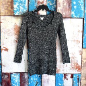 Women's Xhilaration Sweater Long Sleeve U-Neck SMALL Dark Gray